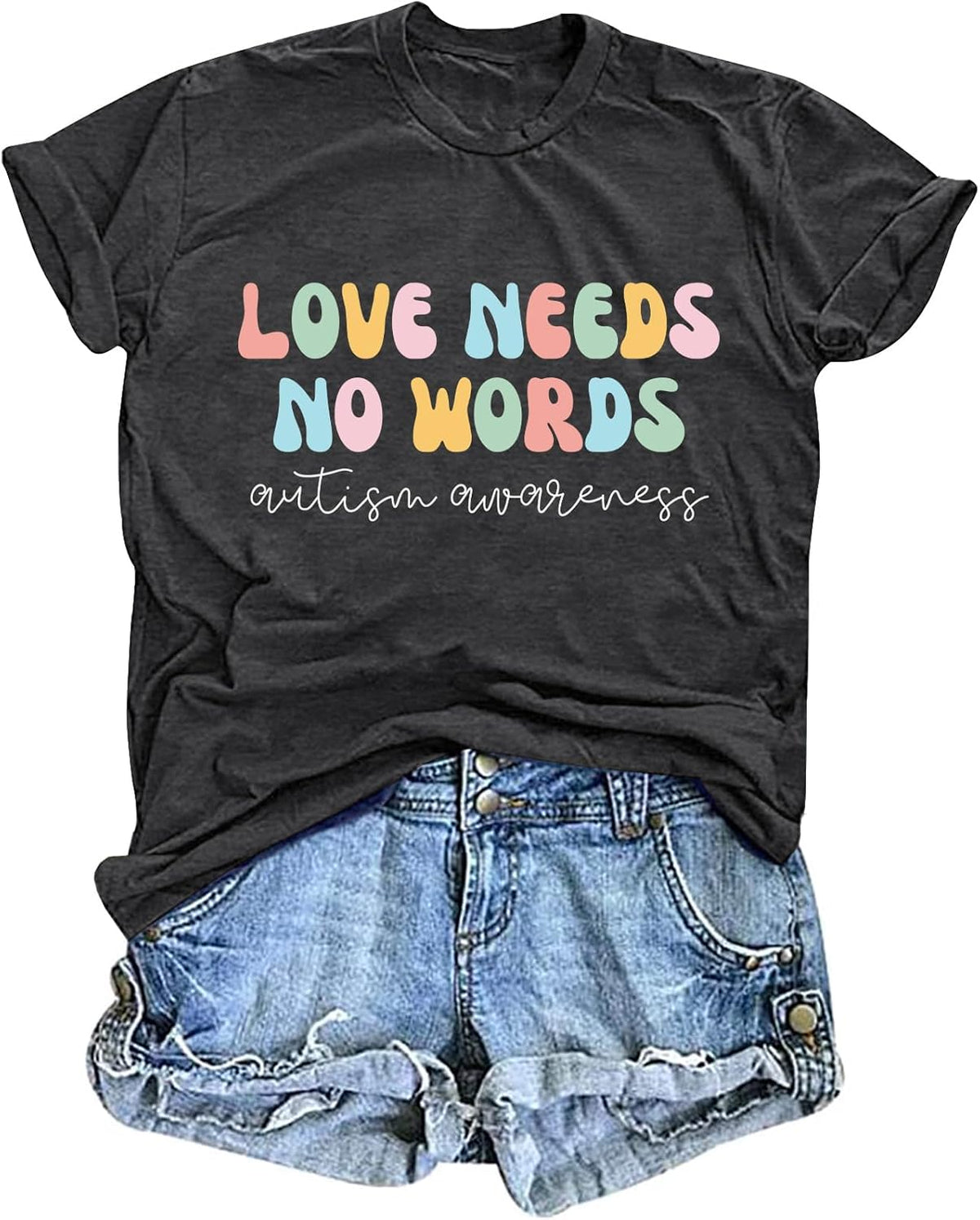hohololo Autism Awareness Shirt Womens Autism T-Shirt Teacher Puzzle Heart Graphic Tee Autism Acceptance Tops