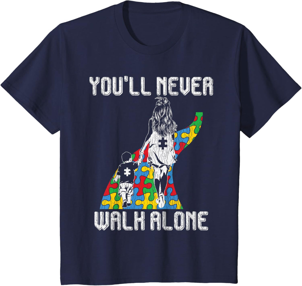 Vintage Mother Son Family Autistic Kids Autism Awareness Mom