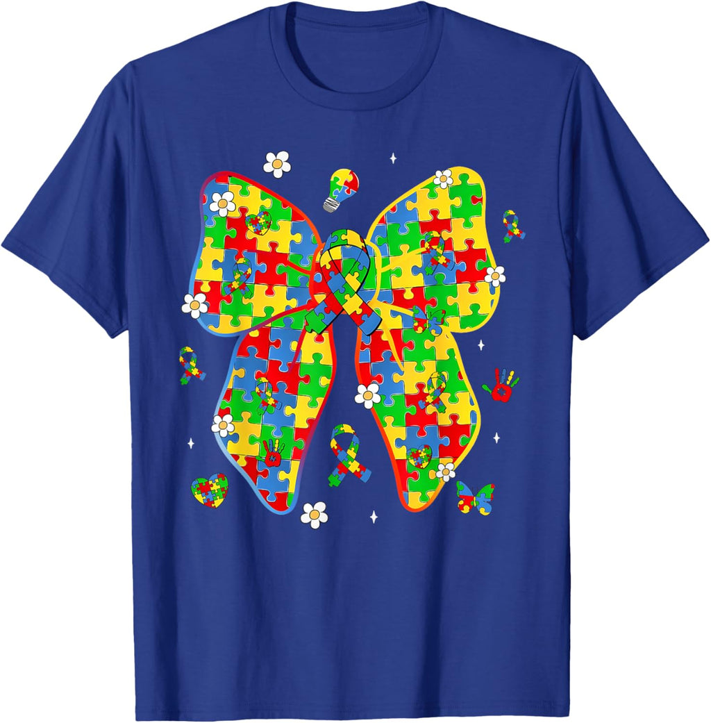 Autism Awareness Coquette Bow Puzzle Bow Women Kids Girl Boy